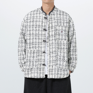 秋冬风新款日系做旧复古功夫汉服唐装立领夹克 JK77 P105图片