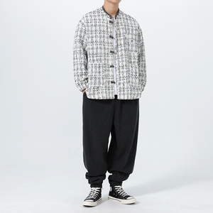 秋冬风新款日系做旧复古功夫汉服唐装立领夹克 JK77 P105图片