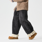 25年新中式宽松加绒加厚保暖复古风汉服休闲裤K214P95，男装棉衣，电商B375