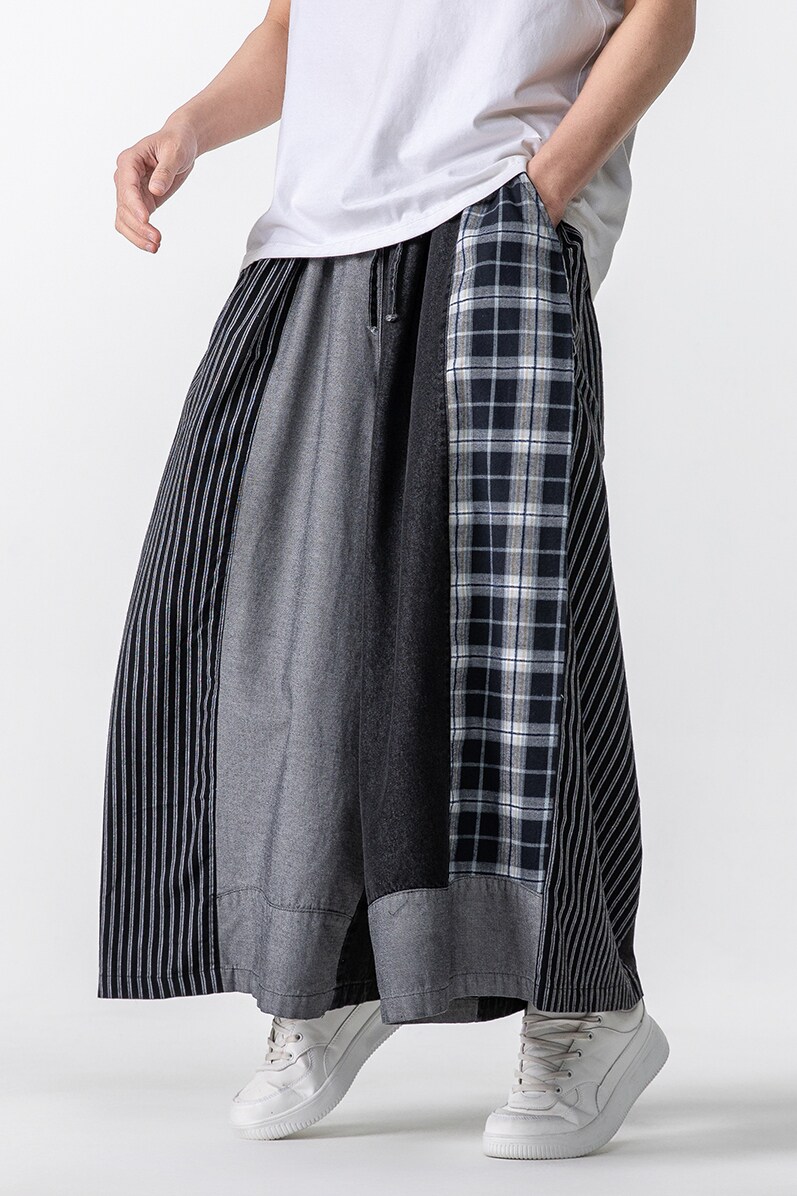 日系新中式宽松水洗做旧复古牛仔裤风汉服裙裤K200P85,男装牛仔裤,电商B375