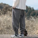 2024加大码新中式汉服唐装厚宽松风休闲毛呢裤K01P70，男装休闲裤，电商B375