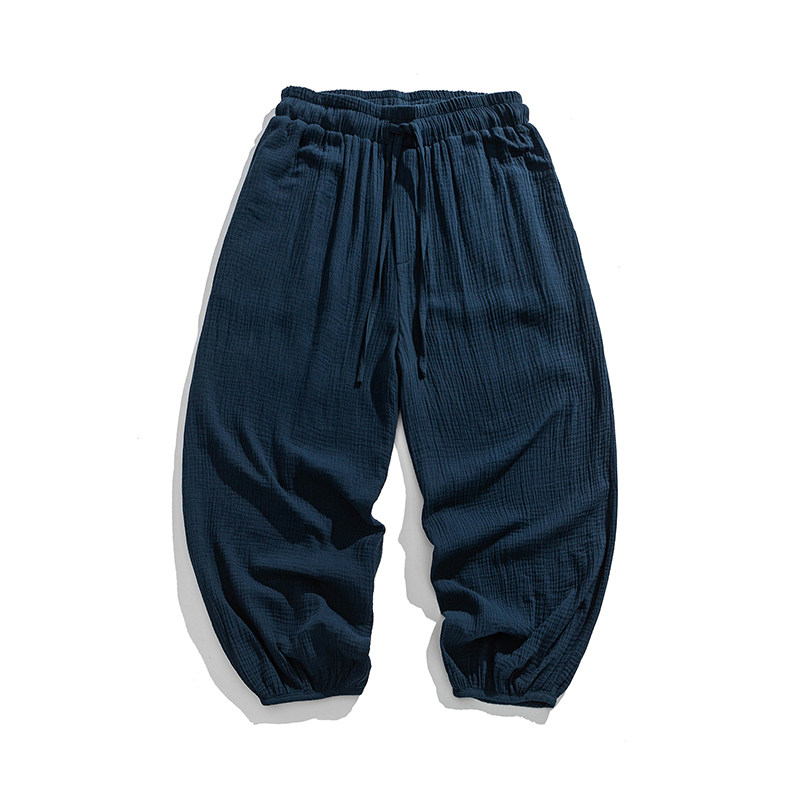 春夏松紧新风汉服唐装平铺实物图日系纯色休闲裤K196P60,男装休闲裤,电商B375
