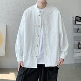 冬季宽松古风加绒加厚立领中式婚礼风衬衫JK42-1P110，男装衬衫，电商B375