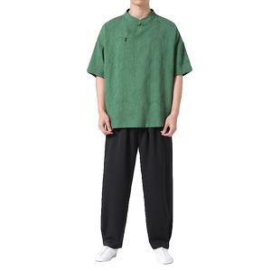 新中式太极服套装搭配风麻料上衣龟裂纹纱休闲裤 C70 K177图片