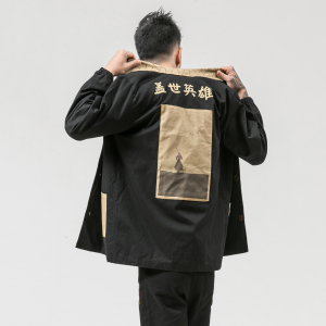 春夏新款纯美式工装复古印花长袖日系夹克 M到5XL JK15 F105图片