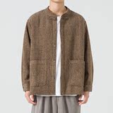 2025冬季新中式宽松唐装汉服打底厚毛呢风夹克JK49P75，男装T恤，电商B375