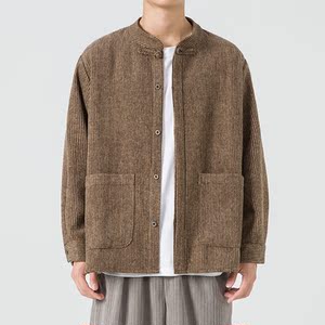 2025冬季新中式宽松唐装汉服打底厚毛呢风夹克 JK49 P75，男装T恤，电商B375