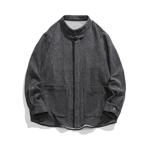 秋中山装新中式日系毛呢厚唐装布衣风衬衫外套JK49P75