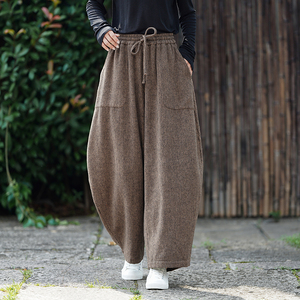25年冬装新中式古风毛呢加大码汉服搭配风休闲裤 K190 P75图片