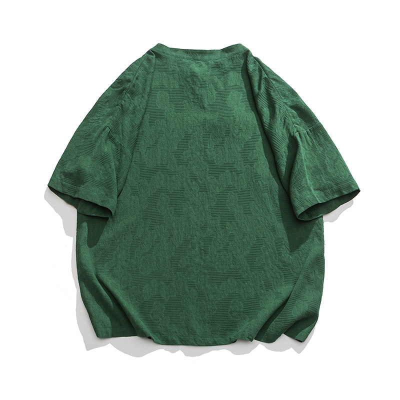 夏季平铺图汉服新中式棉麻立领短袖衬衫C70F65,男装T恤,电商B375
