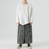 秋冬打底宽松加大码棉麻圆领套头风长袖T恤T73P50，男装T恤，电商B375