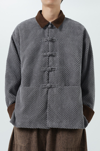 秋冬季宽松翻领复古汉服大码日系厚夹克 JK67 P110图片