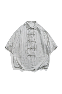 夏装复古加大码港风汉服翻领新中式实物图风衬衫 C77 F65图片