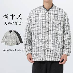 秋冬季宽松日系加大码立领布扣潮风夹克外套 JK77 P105图片