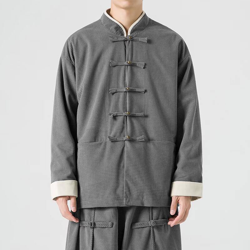 秋冬新中式宽松立领纯色中山装唐装汉服风夹克JK47P100,男装夹克,电商B375