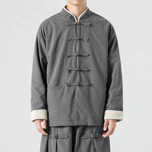 秋冬新中式宽松立领纯色中山装唐装汉服风夹克 JK47 P100图片