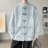 冬加绒加厚做旧唐装搭配厚棉衣风牛仔棉服JK43-1P130，男装棉衣，电商B375