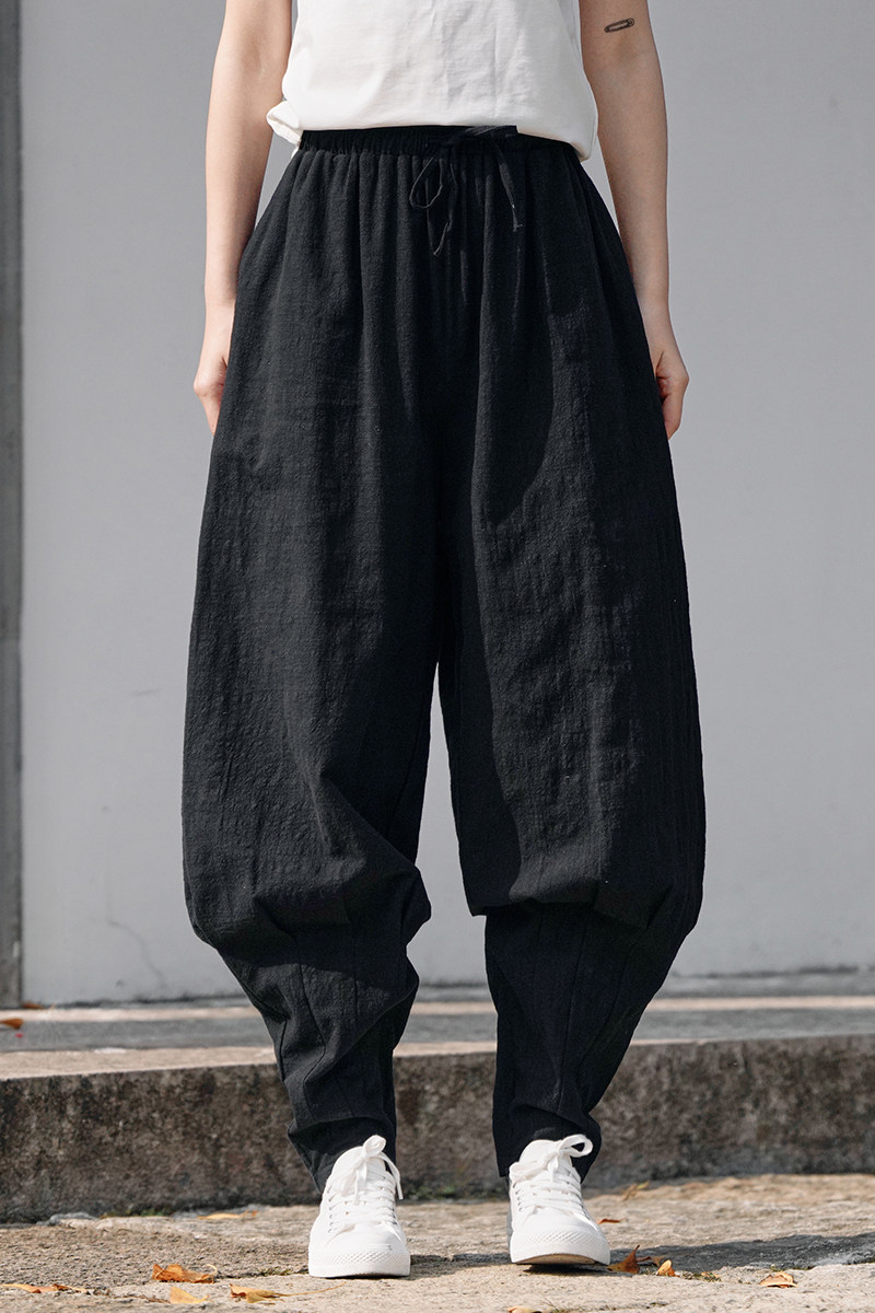 春夏宽松汉服唐装搭配风棉麻和尚免绑腿休闲裤K195P70,男装休闲裤,电商B375