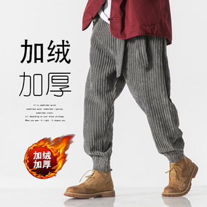 25年冬中式加绒加厚腰带唐装汉服风保暖休闲裤 K148 P75图片