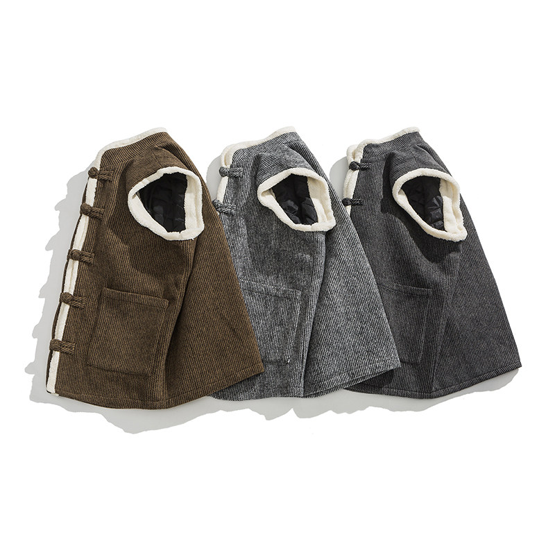 24冬季潮宽松加厚加棉新中式马甲日系纯色棉背心JK70P100,男装背心/马甲,电商B375
