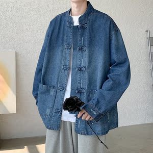 冬加绒加厚做旧唐装搭配厚棉衣风牛仔棉服 JK43-1 P130图片