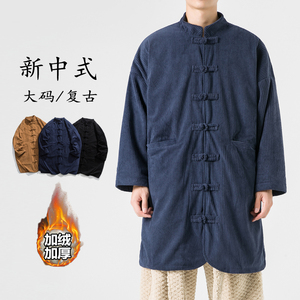 冬季加绒加厚太极服长款棉衣纯色条绒风唐装 JK54 P150图片