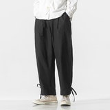 24年新中式改良汉服裤子纯色麻料灯笼太极裤有大码K151F70，男装民族服装，电商B375