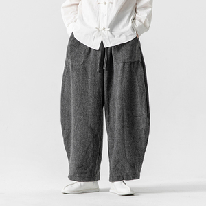 2024加大码厚呢子裤风潮尼裤唐装汉服休闲裤 K190 P75图片