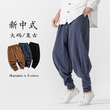 春夏唐装汉服搭配加大码棉麻僧侣和尚风休闲裤K195P70，男装休闲裤，电商B375