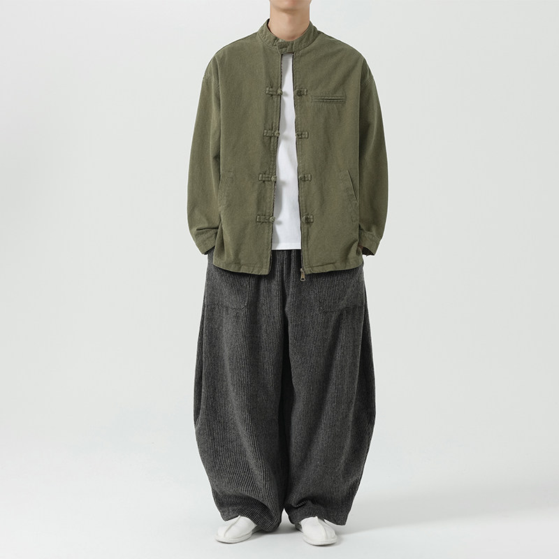 2025大码立领纯色复古飞行员夹克风唐装汉服JK66P115,男装夹克,电商B375