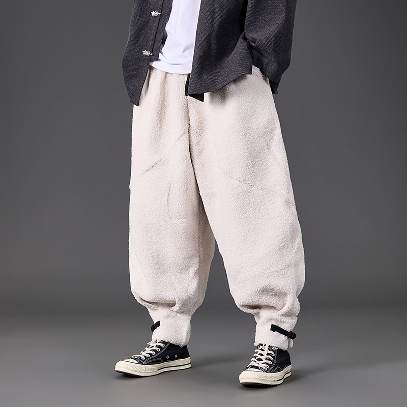 秋冬加绒加厚收口小脚裤毛绒保暖风汉服休闲裤 K210 P80，男装棉衣，电商B375