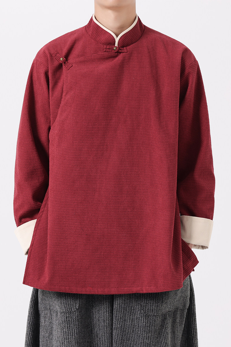 秋冬风长袖厚新中式唐装汉服民族纯色藏族夹克JK62F105,男装民族服装,电商B375