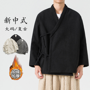 24年复古加大码宽松道袍外套加绒厚风唐装绒 JK53 P120,男装民族服装,电商B375