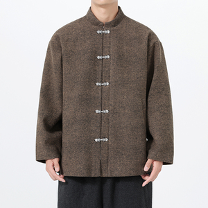 秋冬款加大码唐装毛呢厚唐装立领风夹克太极服 JK80 P110图片