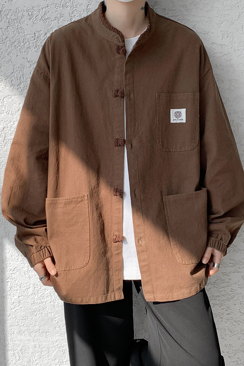2025唐装汉服款日系水洗工装风复古盘扣夹克JK63P110,男装夹克,电商B375