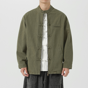 秋冬季中厚水洗磨毛工装汉服民族唐装风夹克外套JK66F115