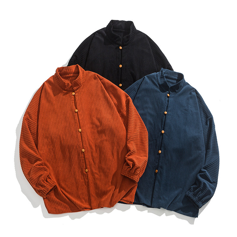 秋冬汉服唐装插袋复古条绒夹克风外套 有大码 JK61 P95图片