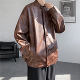 2025唐装汉服春复古加大码水洗皮夹克厚风皮衣JK69P125，男装夹克，电商B375