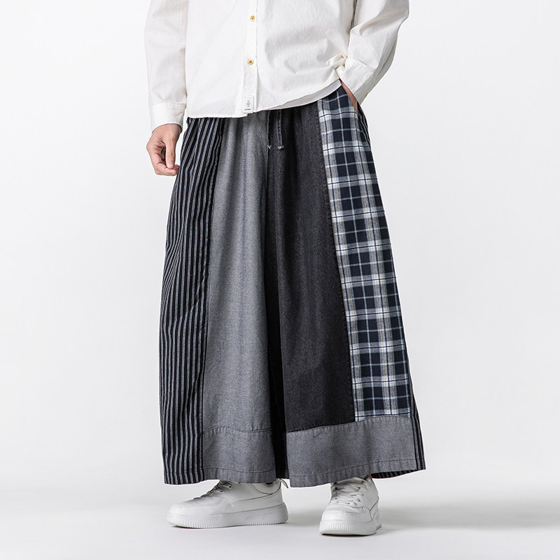 日系新中式宽松水洗做旧复古牛仔裤风汉服裙裤K200P85,男装牛仔裤,电商B375