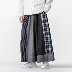 日系新中式宽松水洗做旧复古牛仔裤风汉服裙裤 K200 P85图片