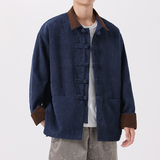 秋冬季新中式厚翻领复古布扣夹克风唐装汉服JK67P110，男装夹克，电商B375
