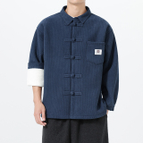 冬装古风汉服翻领中山装加绒加厚衬衫风衬衣JK83P115，男装衬衫，电商B375