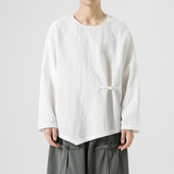 秋冬打底宽松加大码棉麻圆领套头风长袖T恤T73P50，男装T恤，电商B375