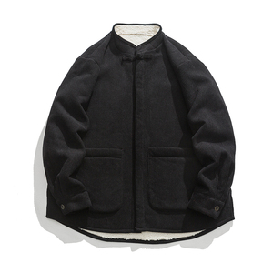 冬装立领加绒加厚盘扣复古汉服平铺图风棉衬衫 JK37 P95图片