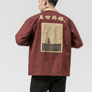 春夏新款纯美式工装复古印花长袖日系夹克 M到5XL JK15 F105图片
