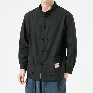 新中式立领工装户外唐装改良风布扣太极服衬衫 C54 F65图片