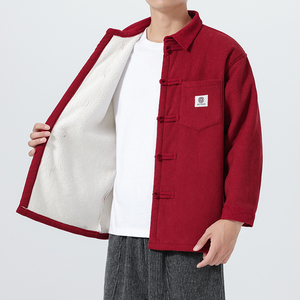 冬装古风汉服翻领中山装加绒加厚衬衫风衬衣 JK83 P115图片