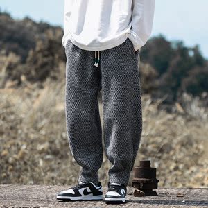 2024加大码新中式汉服唐装厚宽松风休闲毛呢裤 K01 P70图片
