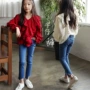 Quần jeans nữ xuân hè 2019 mới gas ngoại ngoại phiên bản Hàn Quốc của những đứa trẻ lớn bó sát mùa xuân quần dài 9 feet - Quần jean quần bé trai nhung dày