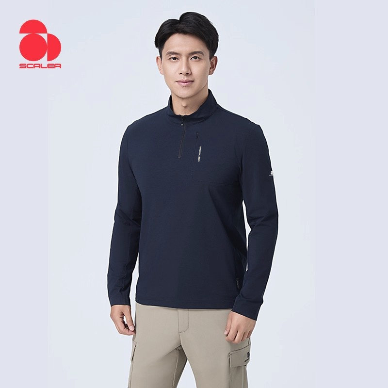 SCALER思凯乐户外秋冬男女款立领长袖速干T恤运动跑步衫F4615701